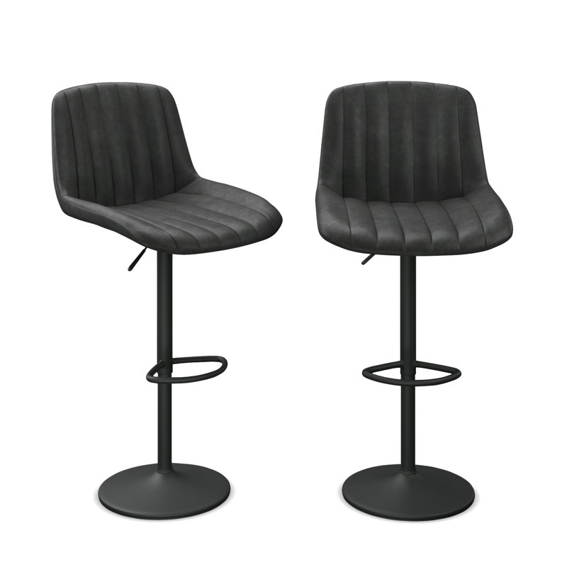 Adjustable Height Counter Stool with Metal Frame, Black