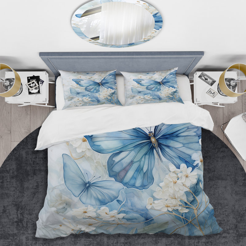 Ensemble de housse de couette Blue Butterfly Whispering Wings II - Butterfly