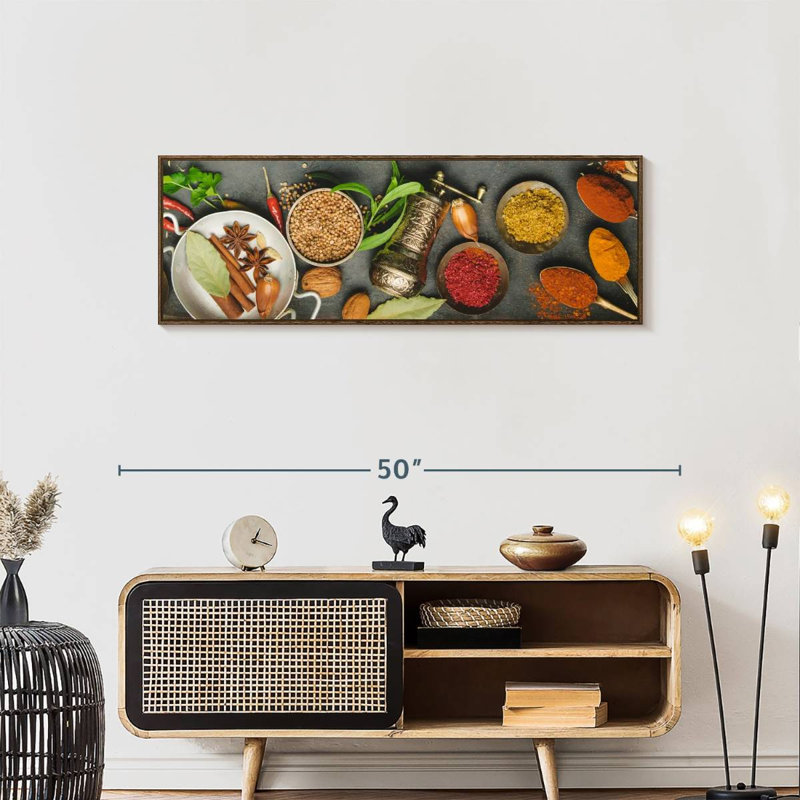 Fines herbes et épices, 43 po x 15 po, Cadre flottant noyer