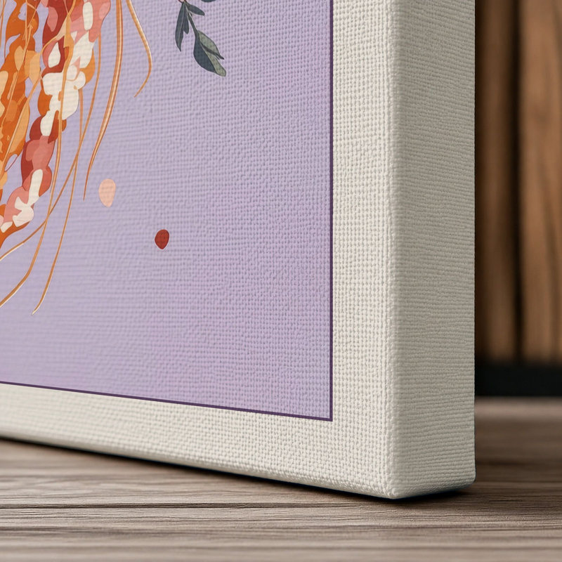 Drifting Jellyfish Coastal 1 Piece Wrapped Canvas Wall Art, 30x20 - 76.2 x 50.8 cm, Cream Border