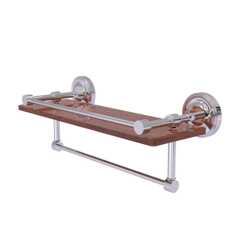 Alcott Bracket Shelf with Towel Bar, Polished Chrome, 5" H x 16" W x 5" D