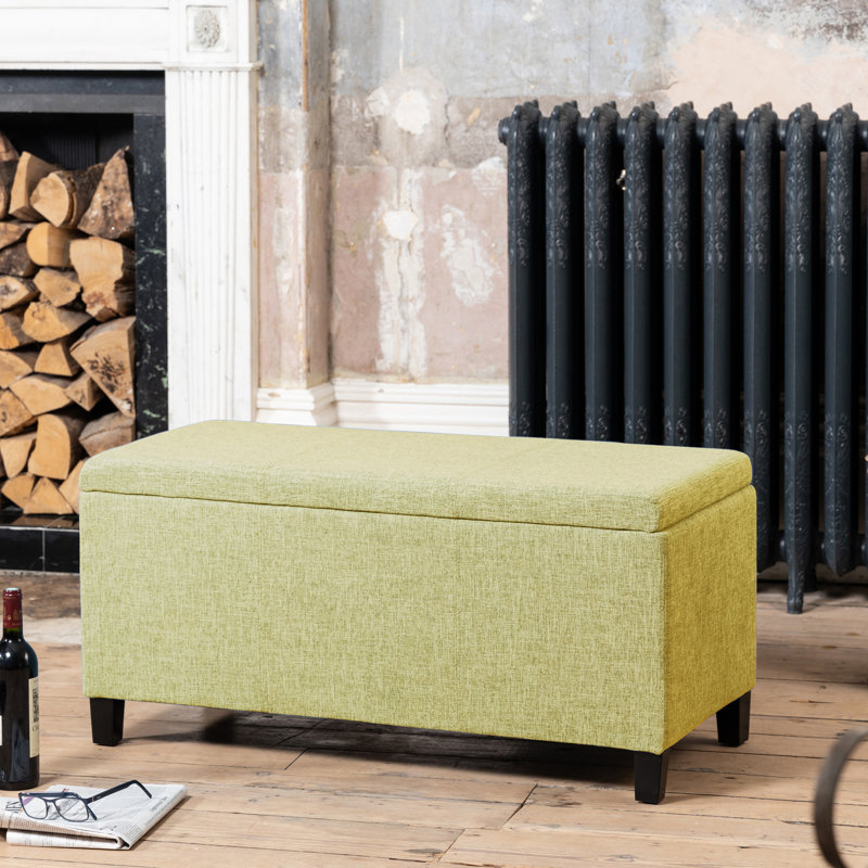 Ahri 98cm Wide Rectangle Solid Colour Standard Ottoman with Storage, Green