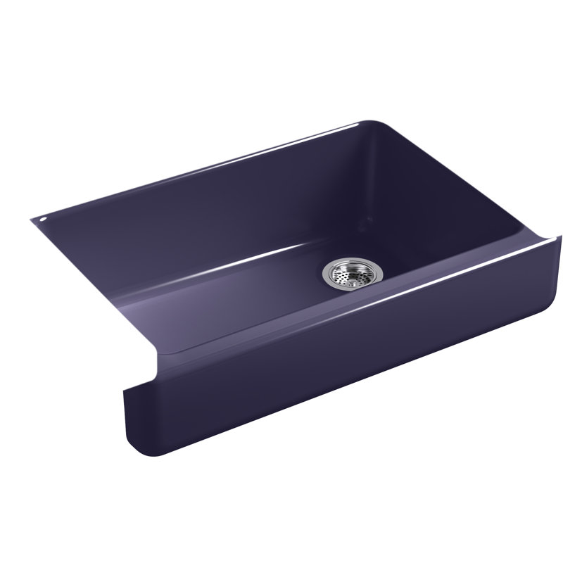 Whitehaven Self-Trimming 32-1/2" L x 21-9/16" W x 9-5/8" Under-Mount Single-Bowl Sink with Short Apron, Indigo Blue