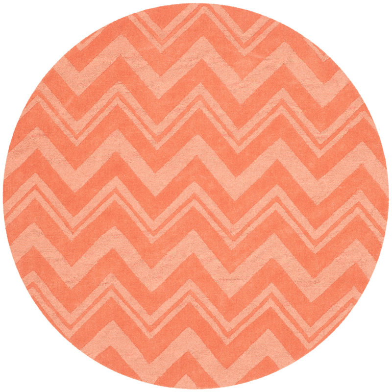 Nishi Hand Loomed Wool Chevron Rug, Round 5'