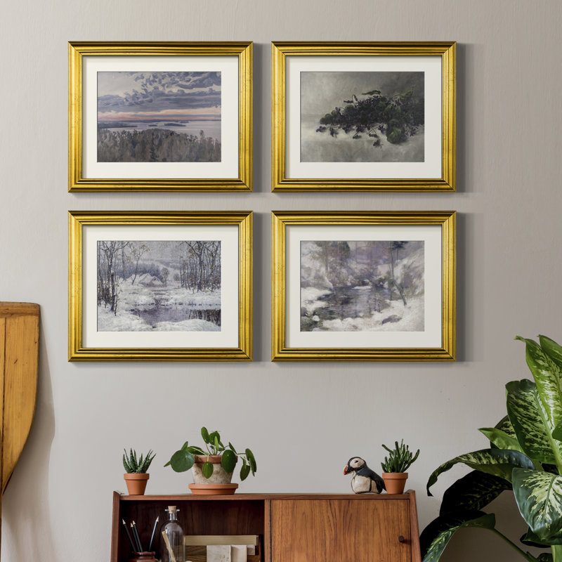 «Vintage Landscape XCV», ensemble de 4 reproductions encadrées