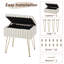 Tabouret de coiffeuse 17,3 "en fausse fourrure avec rangement, banc en métal-1472217407