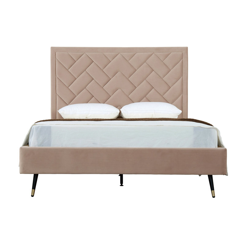Lit plateforme en bois d'eucalyptus Crosby, Grand, Brun clair