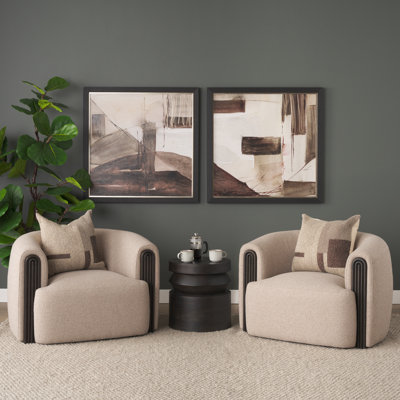 Kornelia Textured Fabric Barrel Accent Chair