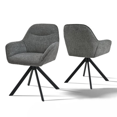 48.5cm H Swivel Upholstered Dining Chair with Ergonomic Back