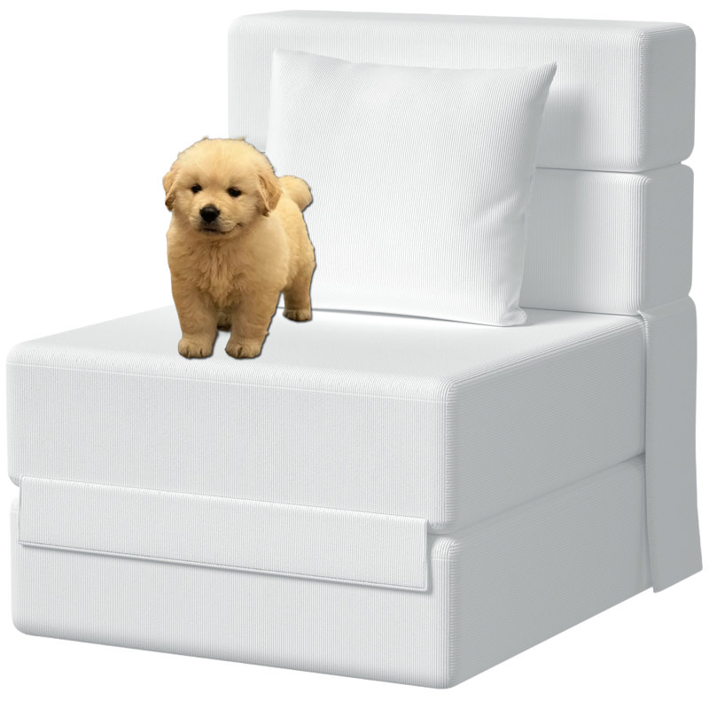 Canapé modulaire simple à compression simple pliable convertible, Velours côtelé beige
