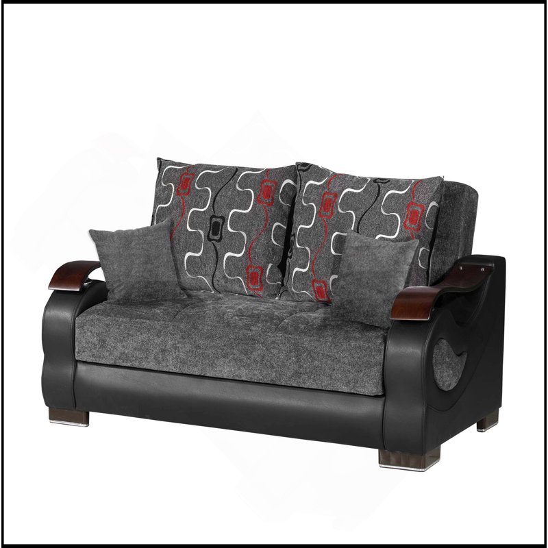 Causeuse convertible rembourrée avec rangement, gris, Gris