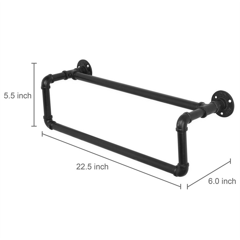 22.5'' Matte Black Industrial Metal Wall Mounted Towel Bar
