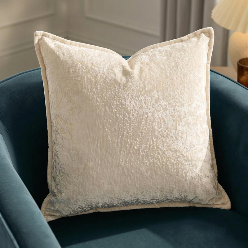 Luxury Soft Velvet Pillow Covers - Set of 2 Solid Square Cushion Cases, Ivory
