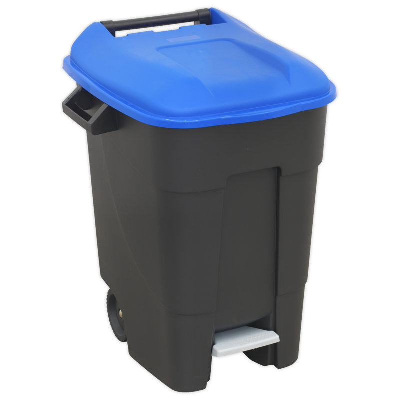 Kadlec Plastic Step On Outdoor Trash & Recycling Bin - 100L, Blue