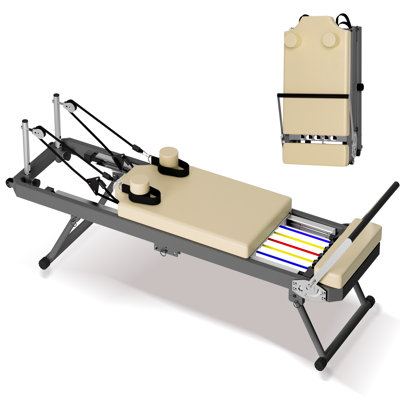 Foldable Pilates Core Reformer,adjustable Core Training Bed,yoga Studio Same Commercial Fitness Equipment,300lbs Capacity, Home Gym Equipment For Women,pink