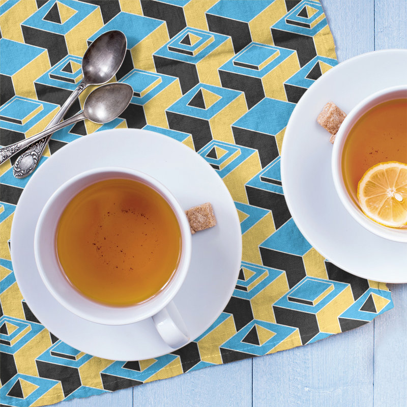 Patricia Geoffrey Tea Towel Kitchen Towel, Yellow/Blue, Cotton Twill