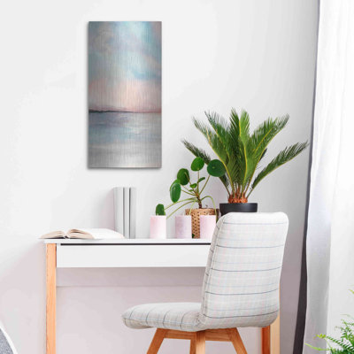 «Sea Sunset Triptych I» par Grace Popp, art mural en métal, 12 po x 24 po