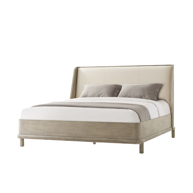 Repose Upholstered Wingback Bed, Gray Oak, King