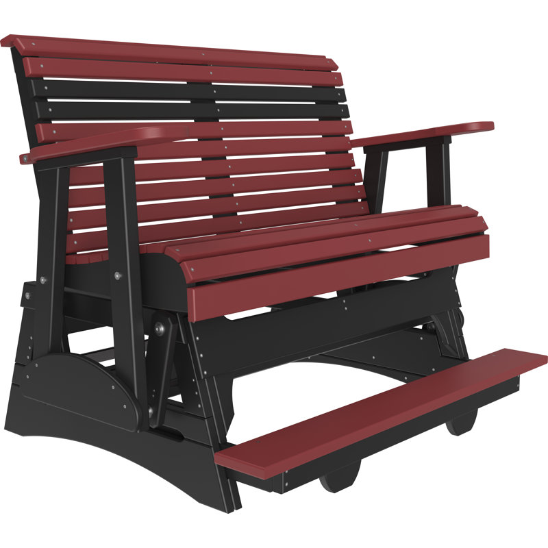 Banc d'extérieur coulissant en polywood, Rouge / noir