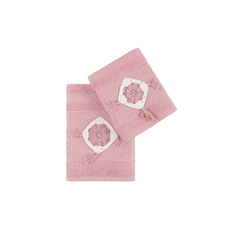 Ensemble de serviettes 100% coton 2 pièces Ruzgar, Rose