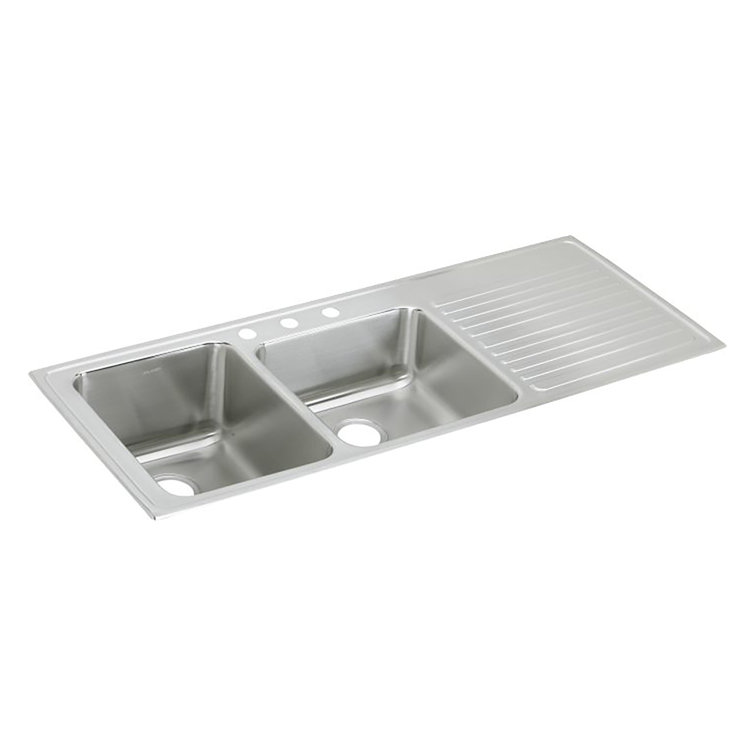 Lustertone 54" L x 22" W Double Basin Drop-in Kitchen Sink