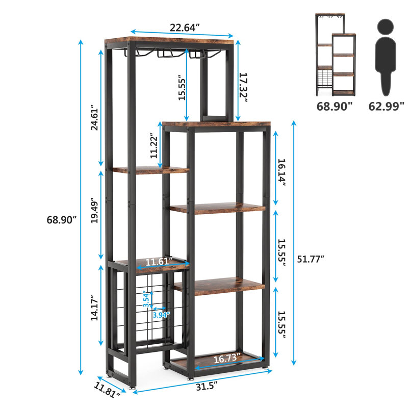 Aniesa 12 Bottle Floor Wine Bottle & Glass Rack