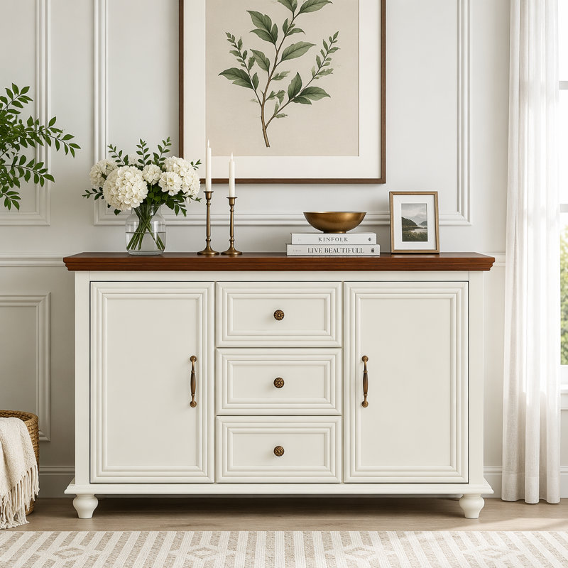 Buffet 47,3 "Mid Century, Brun / blanc