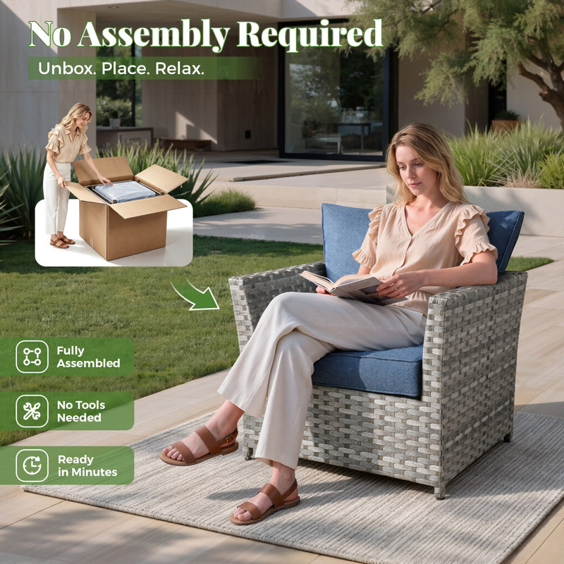 5 - Person Patio Conversation Set, Denim Blue