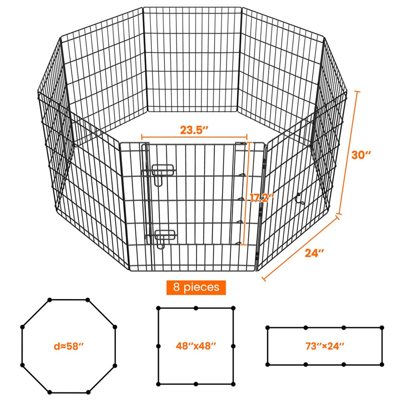 24" W × 30" H Foldable Metal Dog Exercise Pen