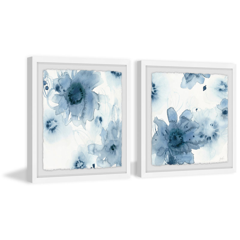 « fleur teinture », ensemble de 2 reproductions de peintures à l’aquarelle encadrées, H 12 po x l 12 po x P 1,5 po