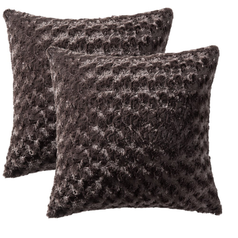 Faux Fur Pillow Cover, Coffee, 18"H x 18"W