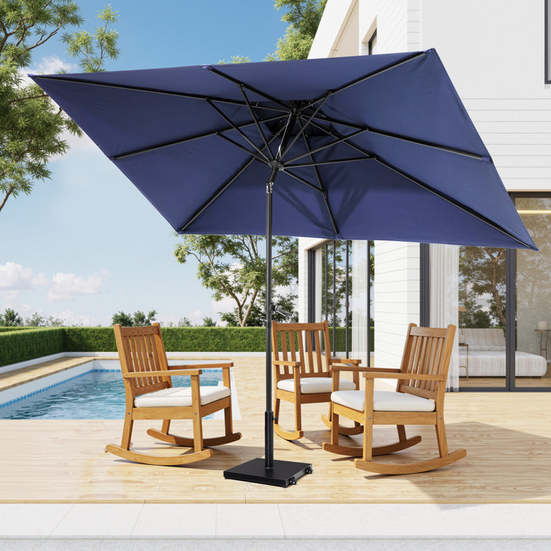 Parasol de marché rectangulaire de 116 po x 76 po avec base, Marine