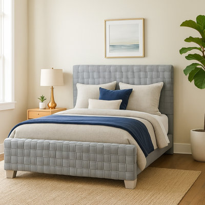 Tenneset Chenille Upholstery Bed in Light Teal