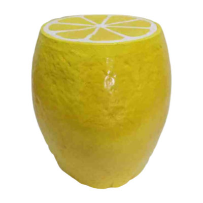 Tabouret jaune citron et fruits, tabouret surdimensionné en résine de 14 po, table d'appoint, décorations d'intérieur pour jardin, mobilier de jardin innovant et polyvalent