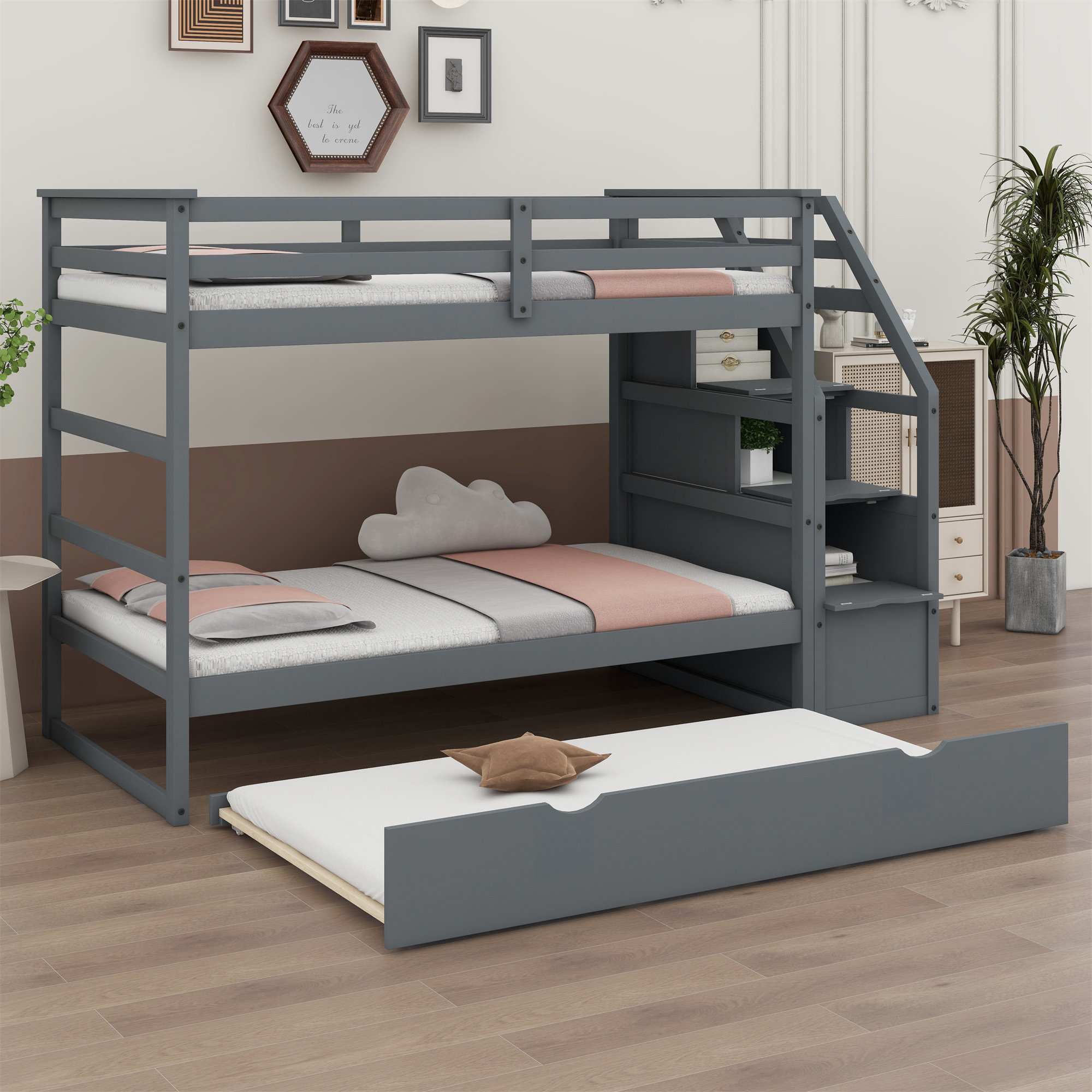 Harriet Bee Bunk Bed With Trundle Bed And Storage Stair - Wayfair Canada