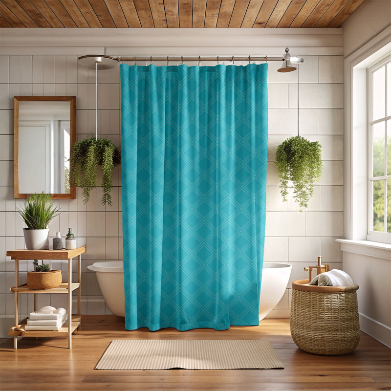 Marine Blocks - Rideau de douche Premium, H 74 po x l 71 po