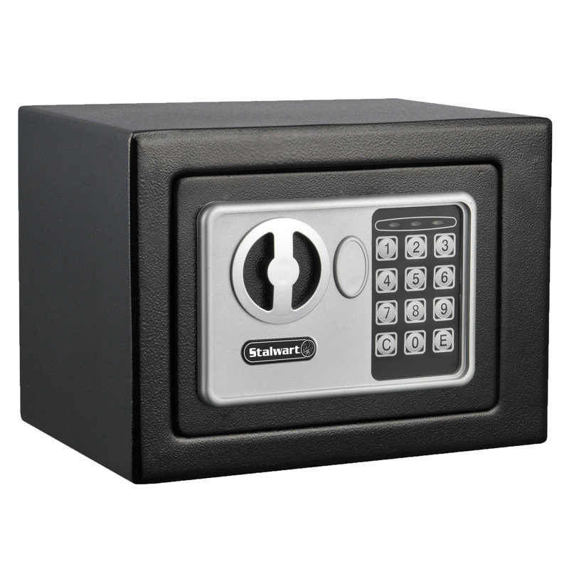 Stalwart Digital Security Safe Box for Valuables - Compact Steel Lock Box with Electronic Keypad