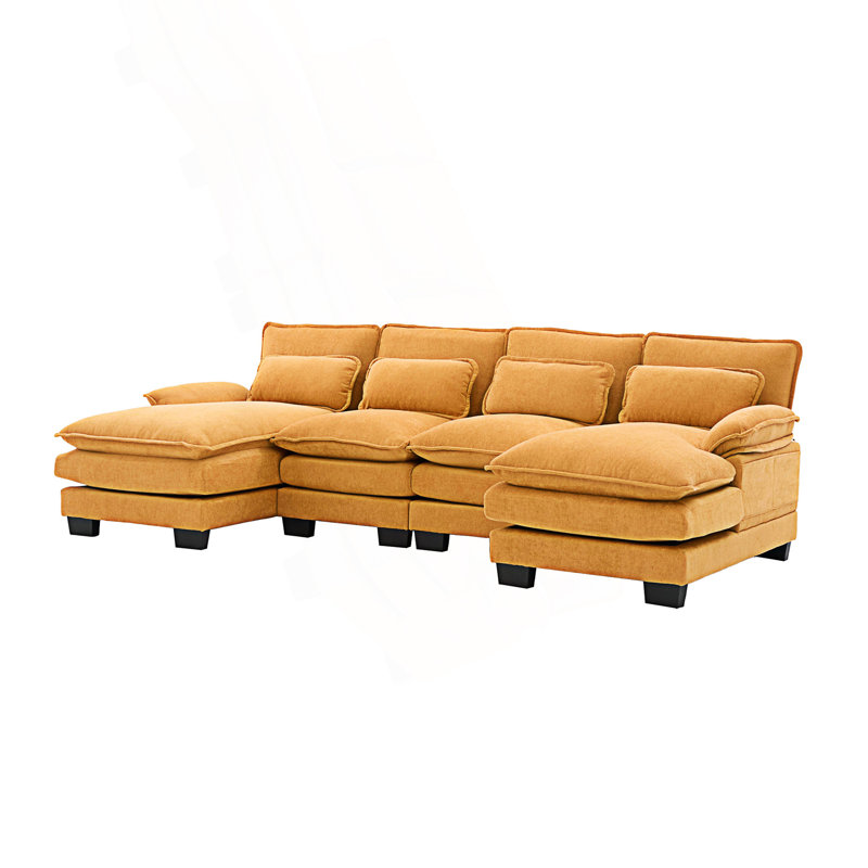 Canapé en U en forme de nuage, canapé modulaire confortable à 4 places, canapé-lit modulaire avec méridienne double