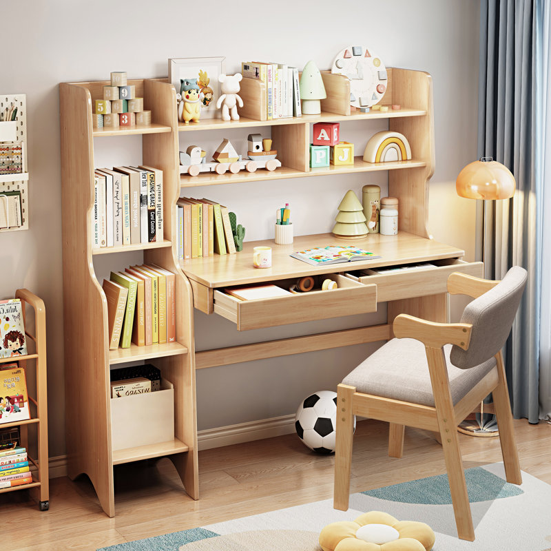Coerd Kids Desk Learning Study Writing Desk Computer Table with Chair, Natural