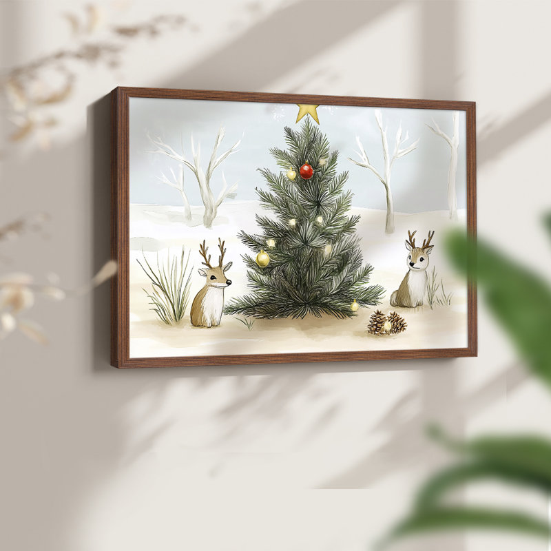 Art de Noël - CCXLIX - Reproduction encadrée - Restickable, H 22 po x l 28 po, Noyer