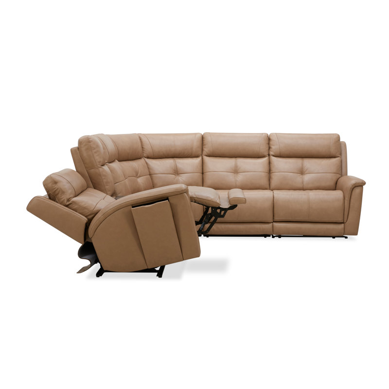 Ranger 6 Piece Power Reclining Sectional, Brown Full Grain Leather