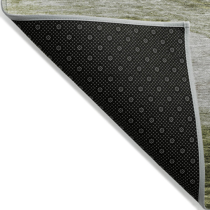 Tapis extérieur lavable abstrait vert et beige 9 pi x 12 pi