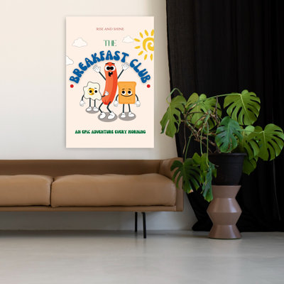 Cartoon Breakfast Buddies Playful Retro Abstract Architecture Landscape Wall Art