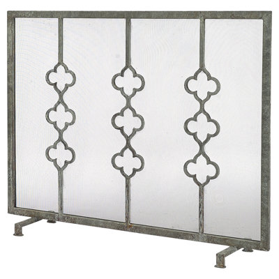 Quatrefoil Iron Fireplace Screen