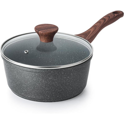 Nonstick Saucepan With Lid, 2.0 Quarts  Pot With Swiss Granite Coating, Stay-Cool Handle, Handy Sauce Pot  Kitchen Cooking Pot, Induction Comptable, Free Of Intentionally Added PFOA