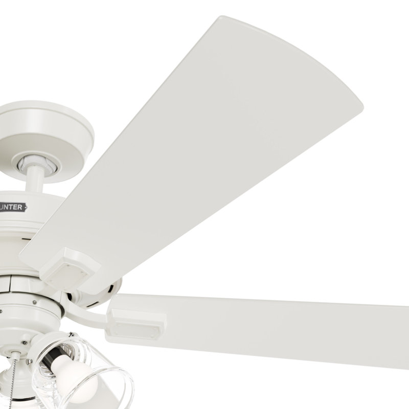52" Crestfield 5 - Blade Standard Ceiling Fan With LED Light Kit And Pull Chain, Fresh White