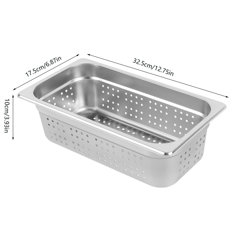 Paquet de 2 casseroles de table à vapeur en acier inoxydable perforées de 1/3 po de profondeur de 4 po