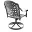 Chaises pivotantes d'extérieur en aluminium coulé 2 pièces, structure noire, siège de couleur aléatoire confortable, 2 pièces, patio avec cadres et coussins