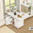 Folding Dining Table With 6 Wheels, Storage Rack,cabinet And Marble Texture