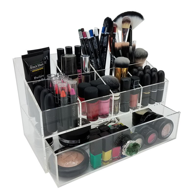 Station d’organisation de maquillage/bijoux avec boutons geode deluxe Gracie, Vert géode / finition argentée